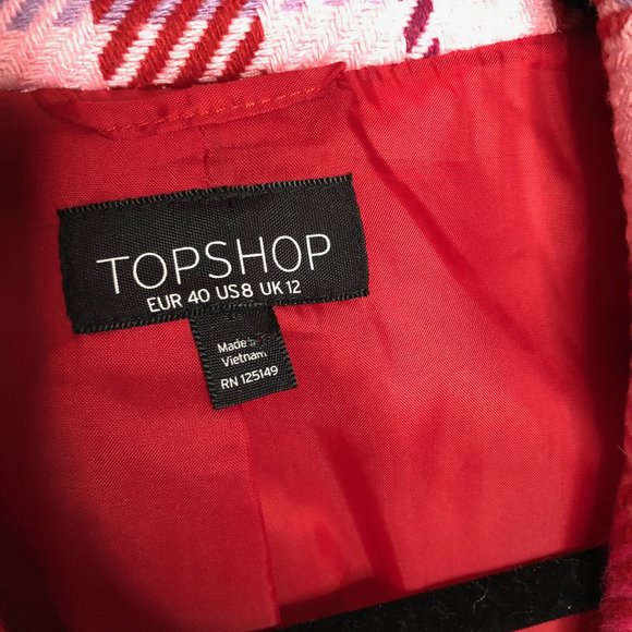 Topshop Suzy Side Check Long Pink Coat - Picture 3 of 8